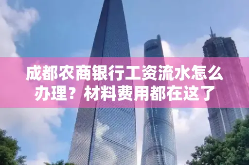 成都农商银行工资流水怎么办理？材料费用都在这了
